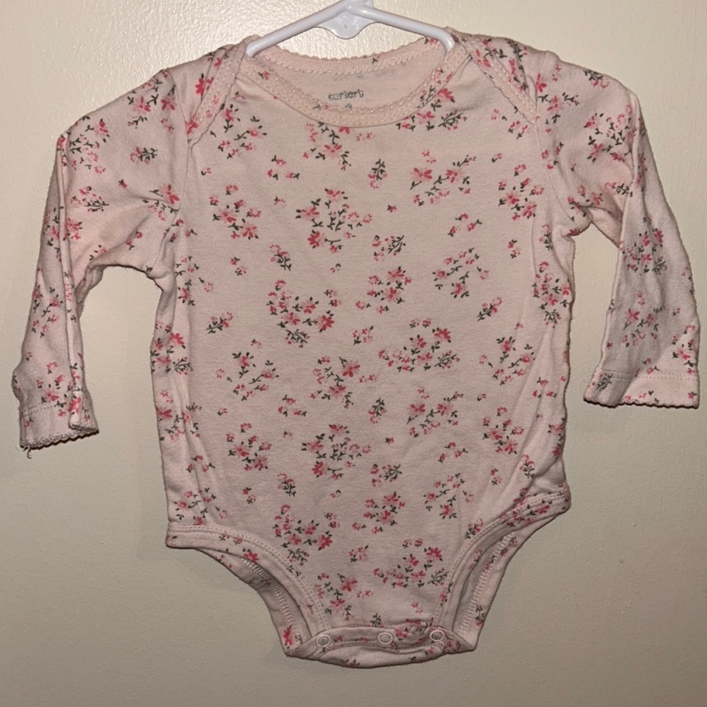 Carter's pink floral onesie 9M